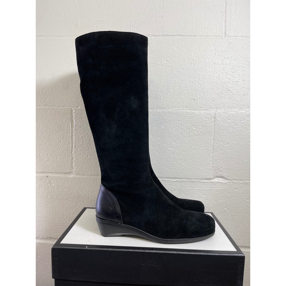 La Canadienne 31663 Black Suede Knee High Boots Zip Waterproof Women's 7.5 W